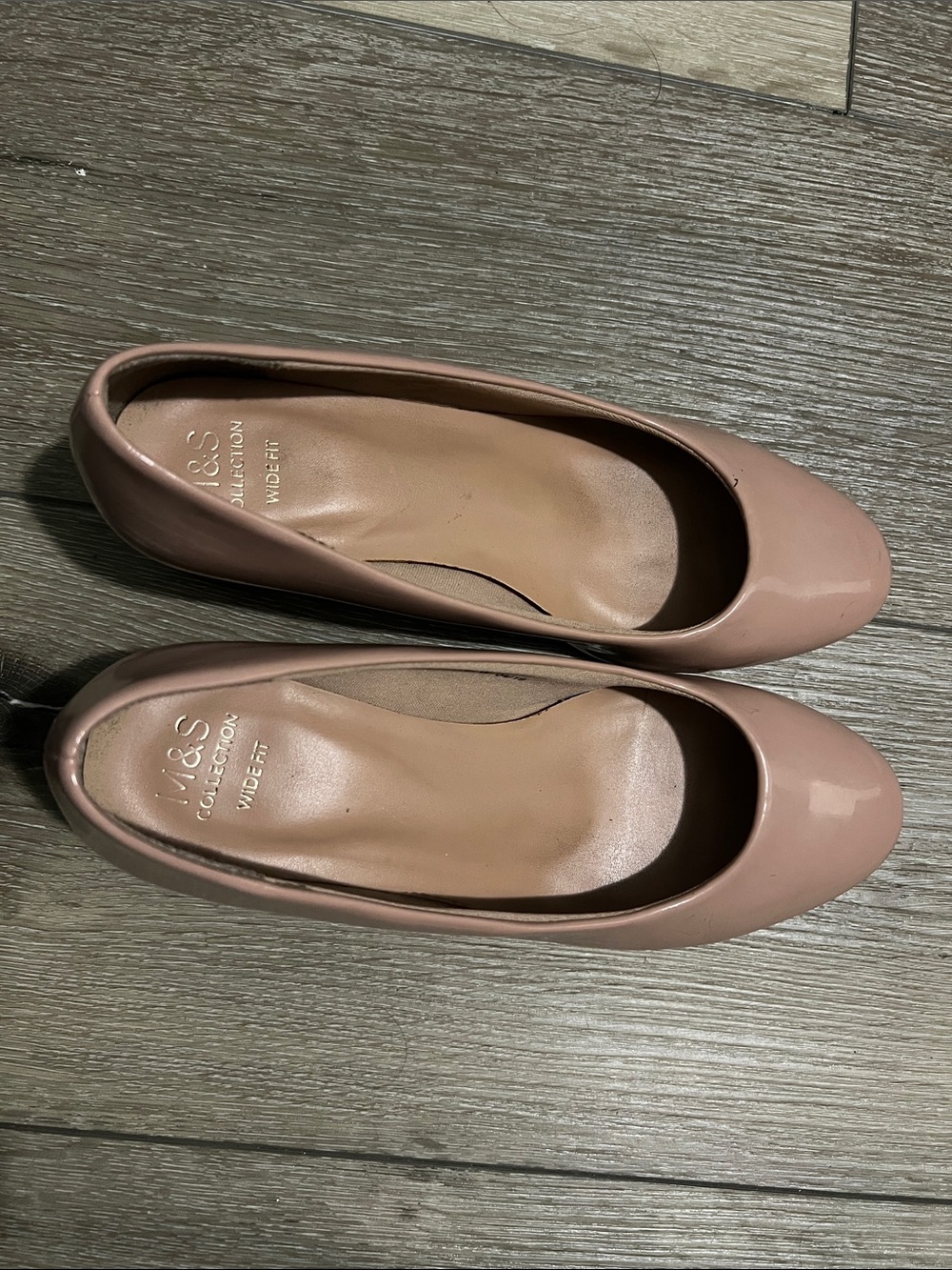 M&S Nude block heeled pumps